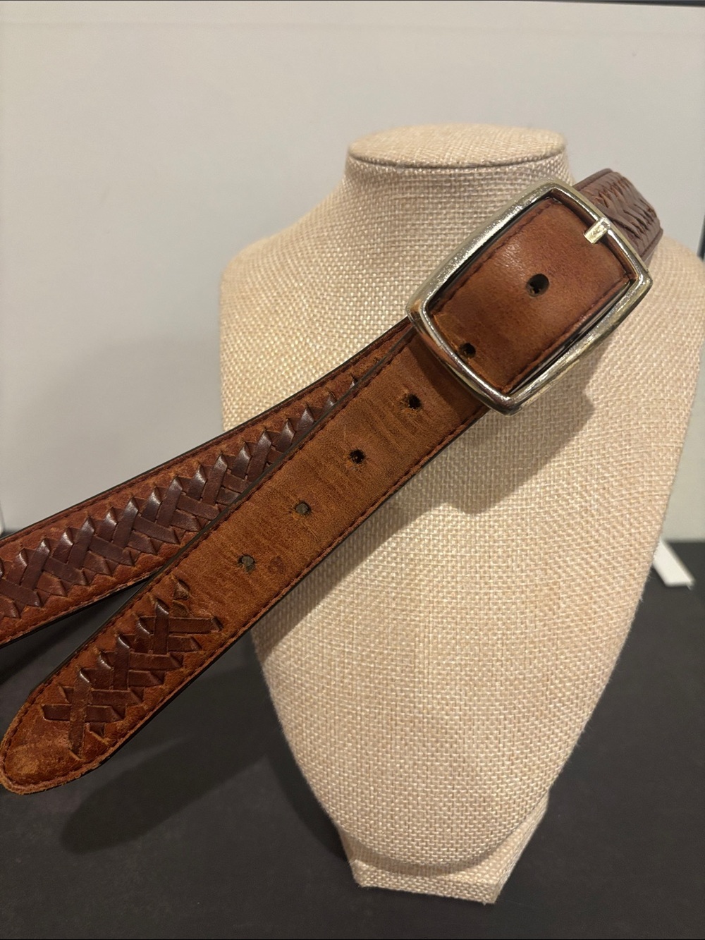 Vintage Mens Brown Leather Western Belt Size 40 “